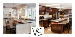 kitchen colors white vs stain